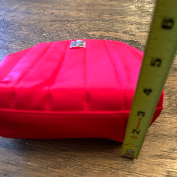 New GIVENCHY Women's Cosmetic Bag Red Silver Zippered Red Satin - Picture 13 of 14